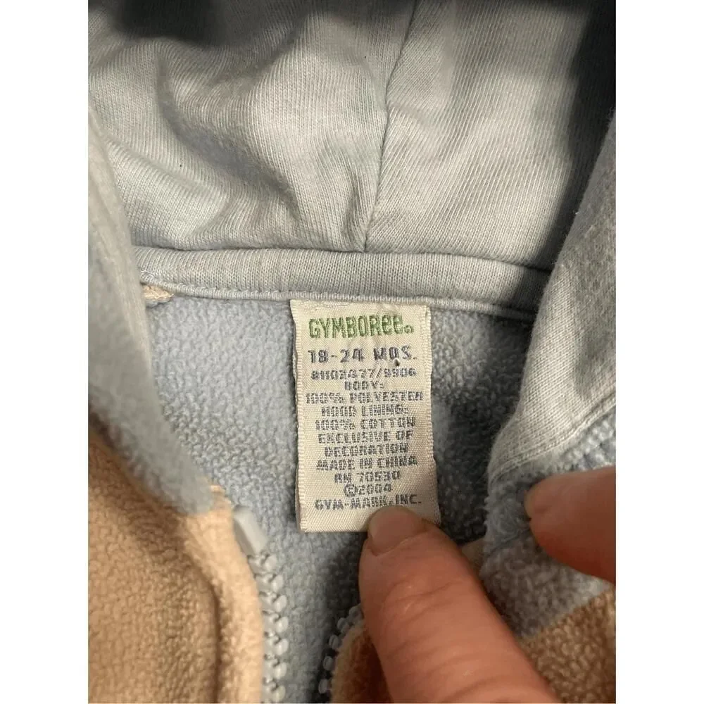 Gymboree 18-24m lion ROAR blue beige zip up shirt jacket fleece hoodie vintage